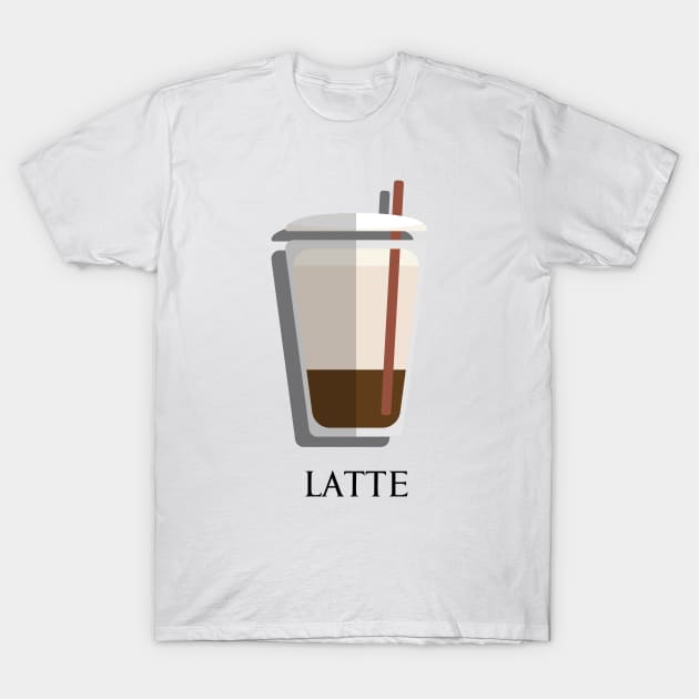 Iced Cold Latte coffee front view in flat design style T-Shirt by FOGSJ